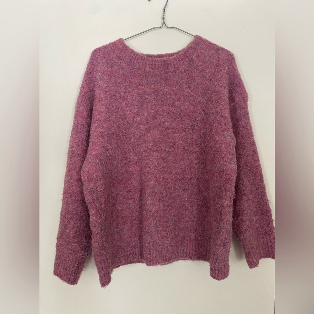 Artlove Paris Pink Fluffy Sweater XL Textured Knit Round Neck - Picture 3 of 7